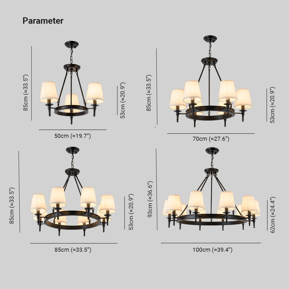 Silva vintage Ring Metal/Fabric Chandelier, Black/Copper