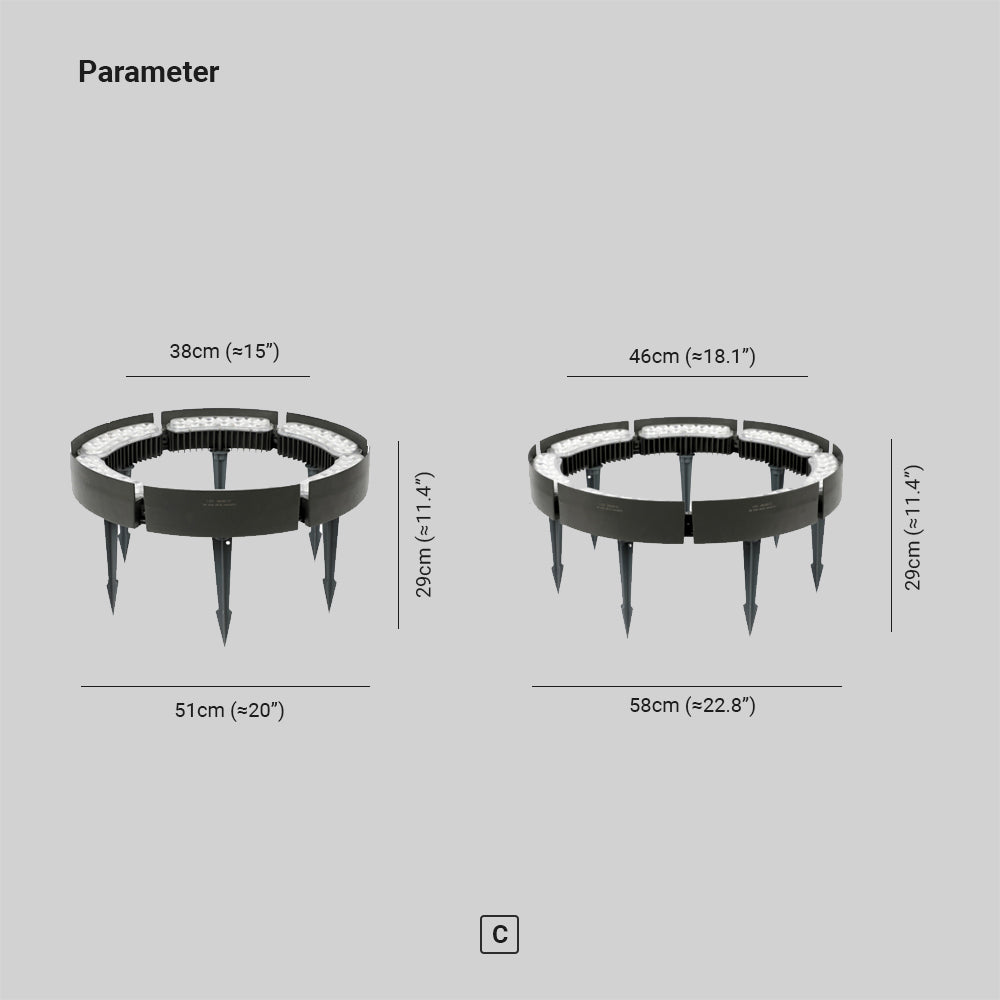 Ray modern oregelbundet formad markbelysning för träd i metall/glas, svart