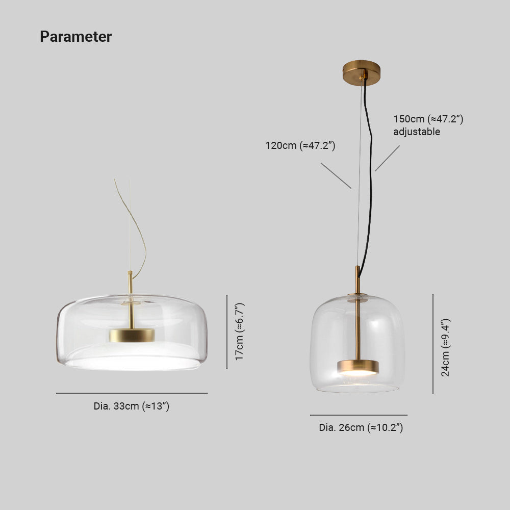 Lioren Pendant Light Morden Glass Clear/Smoky/Amber