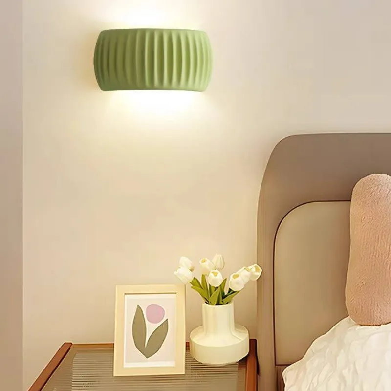 Aria moderne LED-indendørs væglampe i orange og grøn resin til soveværelse