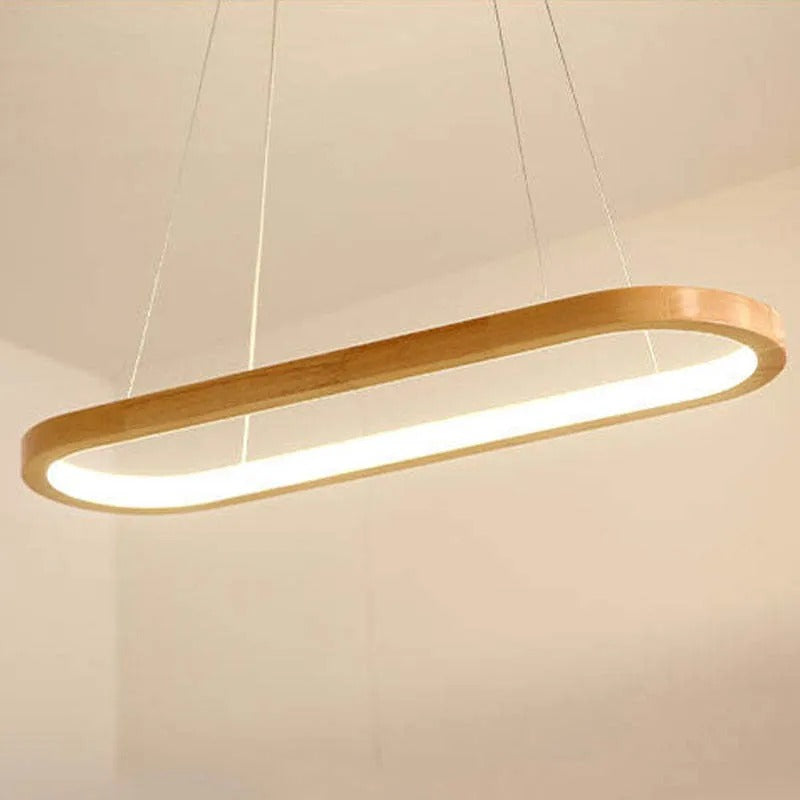 Lyraen Contemporary Oval Wooden Pendant Light