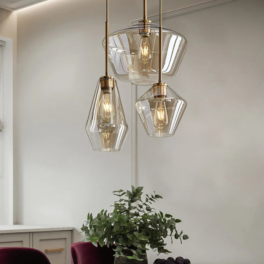 Virelo Pendant Light Glass Clear/Amber Diamond