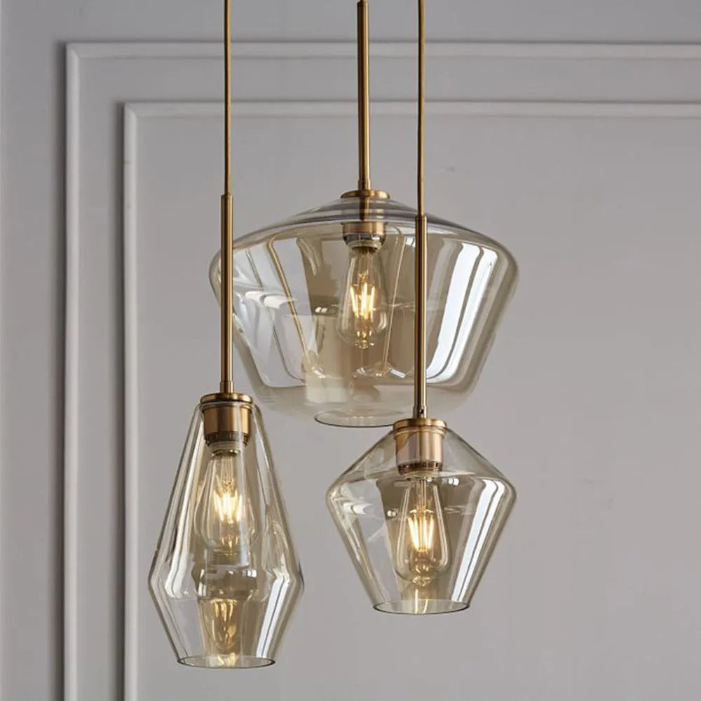 Virelo Pendant Light Glass Clear/Amber Diamond