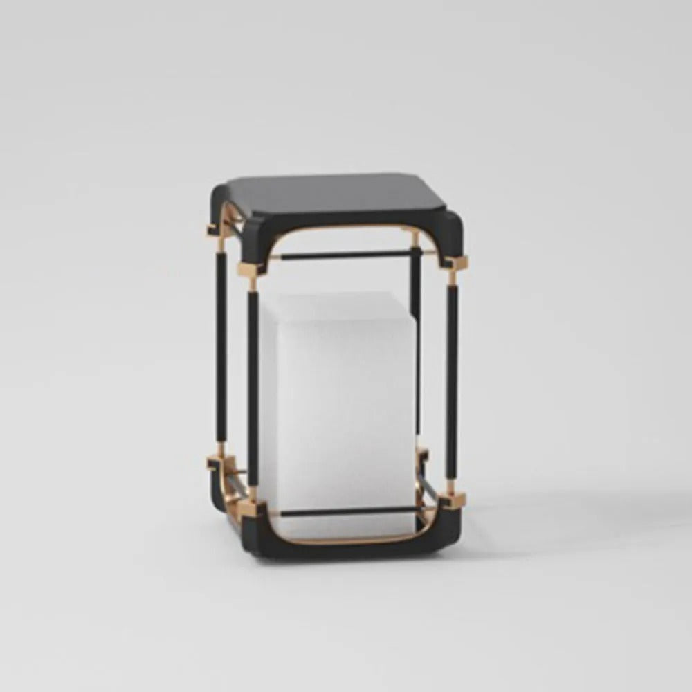 Ray Simple Cube/Cuboid Outdoor Floor Lamp, Hardwired/Solar, Black