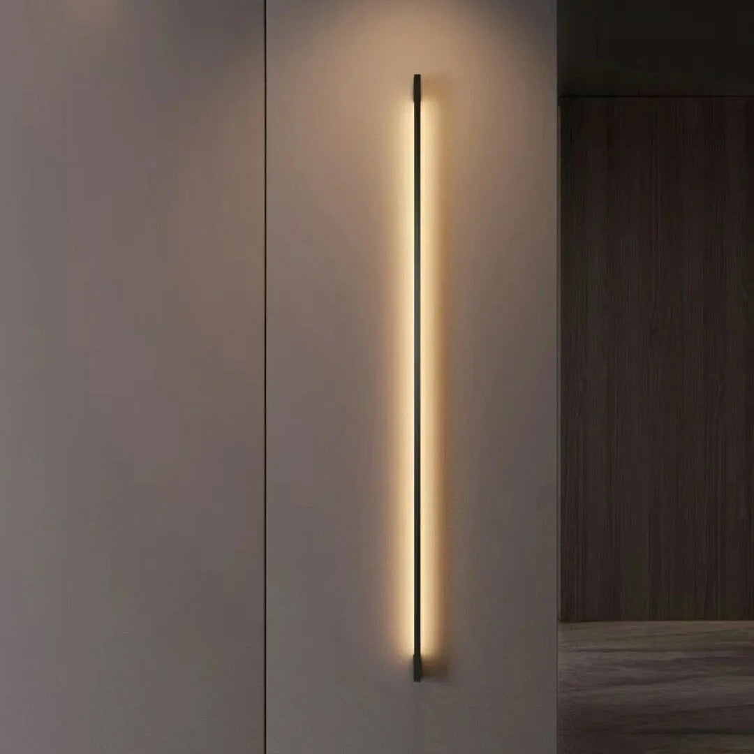 Evoa Modern Slim Linear Black LED Wall Lamp