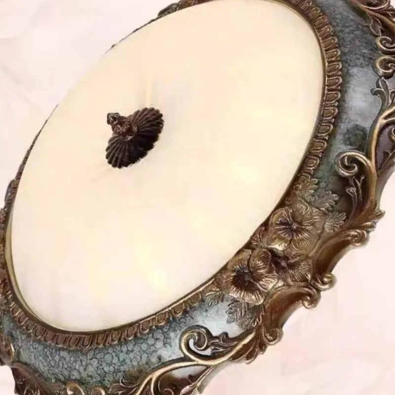 Tiffany Flush Mount Ceiling Light, Brass/Resin