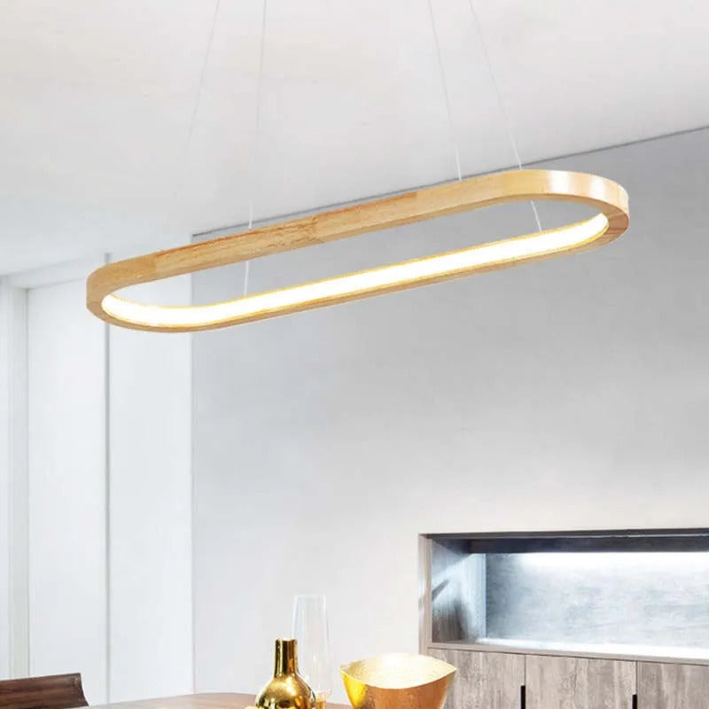 Lyraen Contemporary Oval Wooden Pendant Light