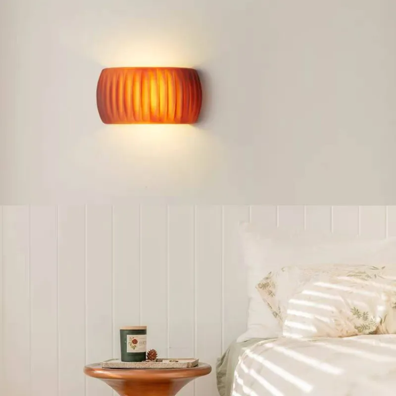 Aria moderne LED-indendørs væglampe i orange og grøn resin til soveværelse