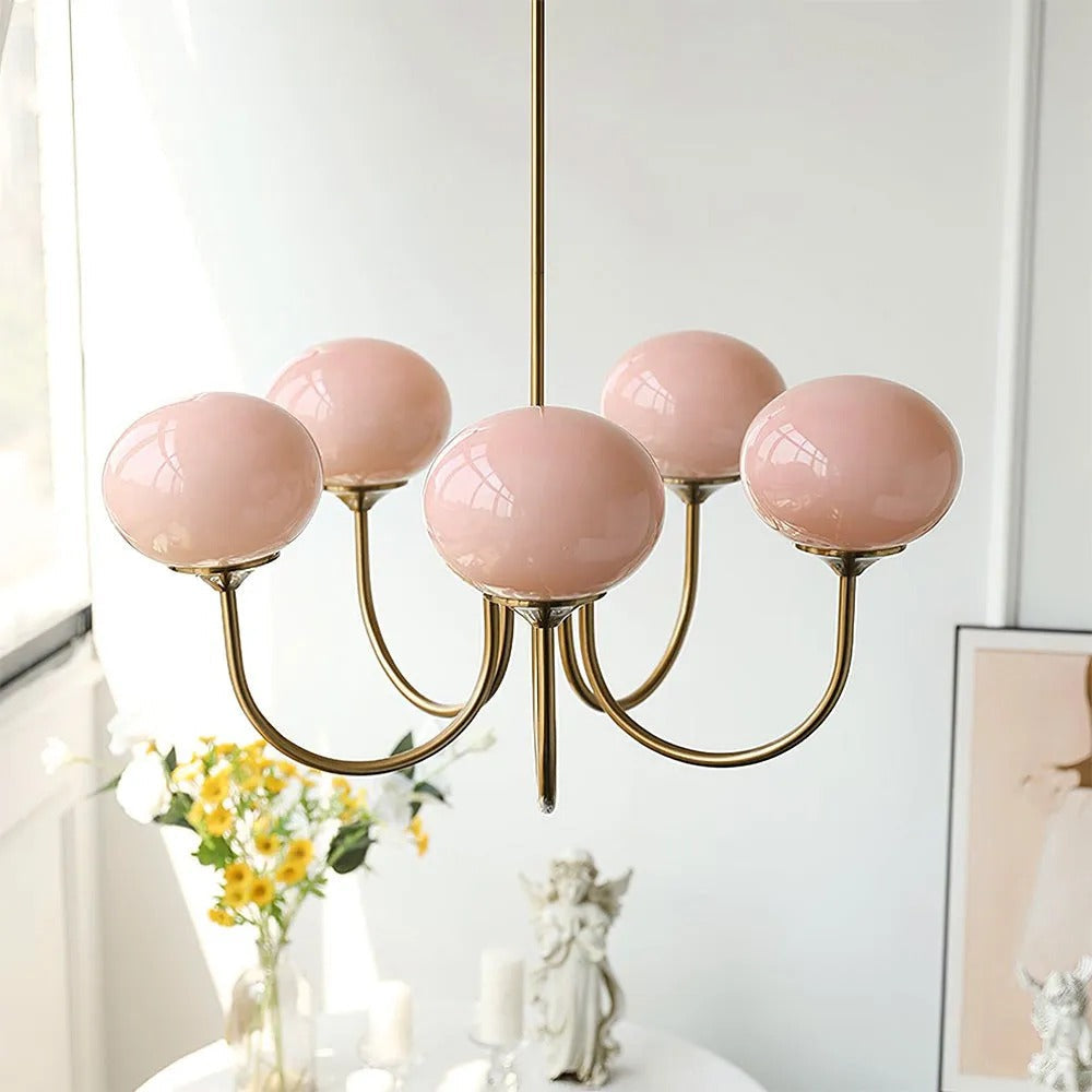Valentina retro art déco-globkrona, vit/rosa/beige