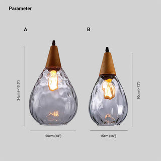 Avi Design Droppe Glas Trä LED Pendellampa Matbord Vardagsrum Köksö