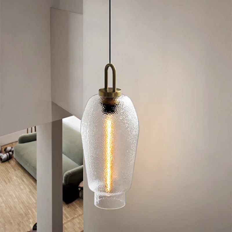Valentina minimalistisk blåst pendellampa i frostat klart glas