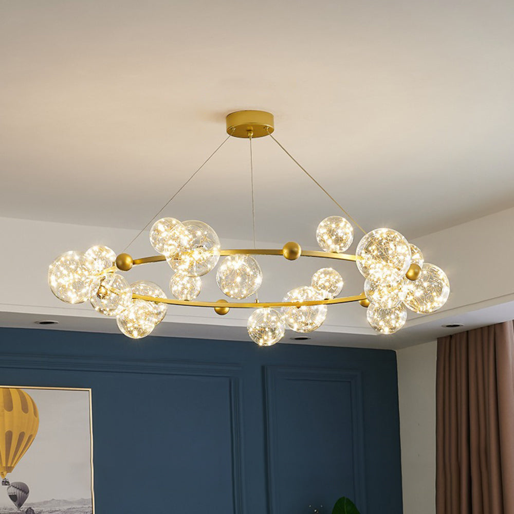 Valentina – art déco-hengiljós með lýsandi kúlum úr gleri