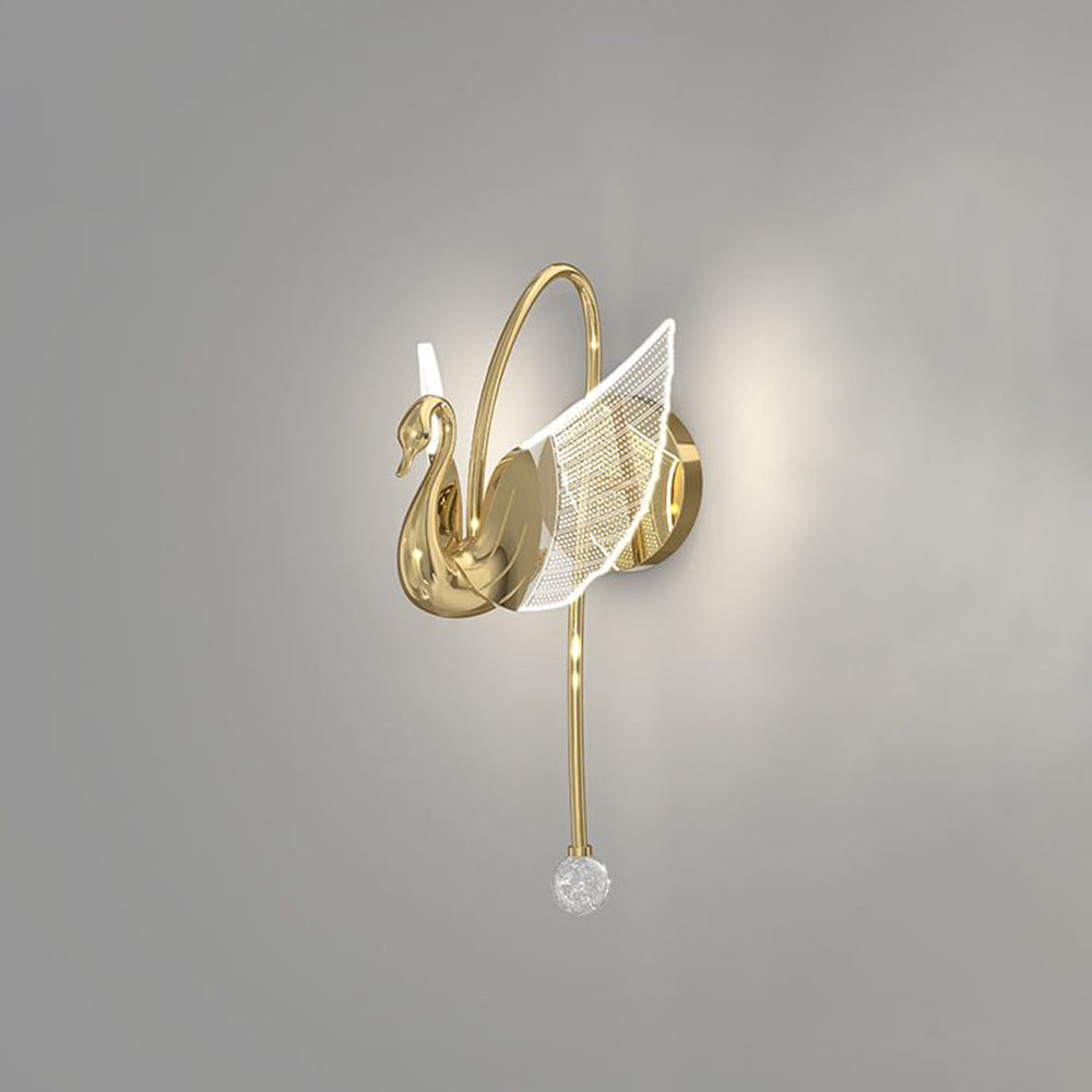 Arisha art déco-svanformad vägglampa i metall, guld/roséguld