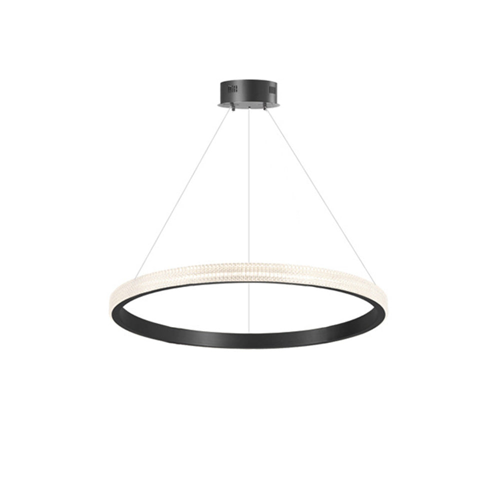 Kristy nútímalegt hringlaga LED-hengi úr málmi/akrýl, svart/gull