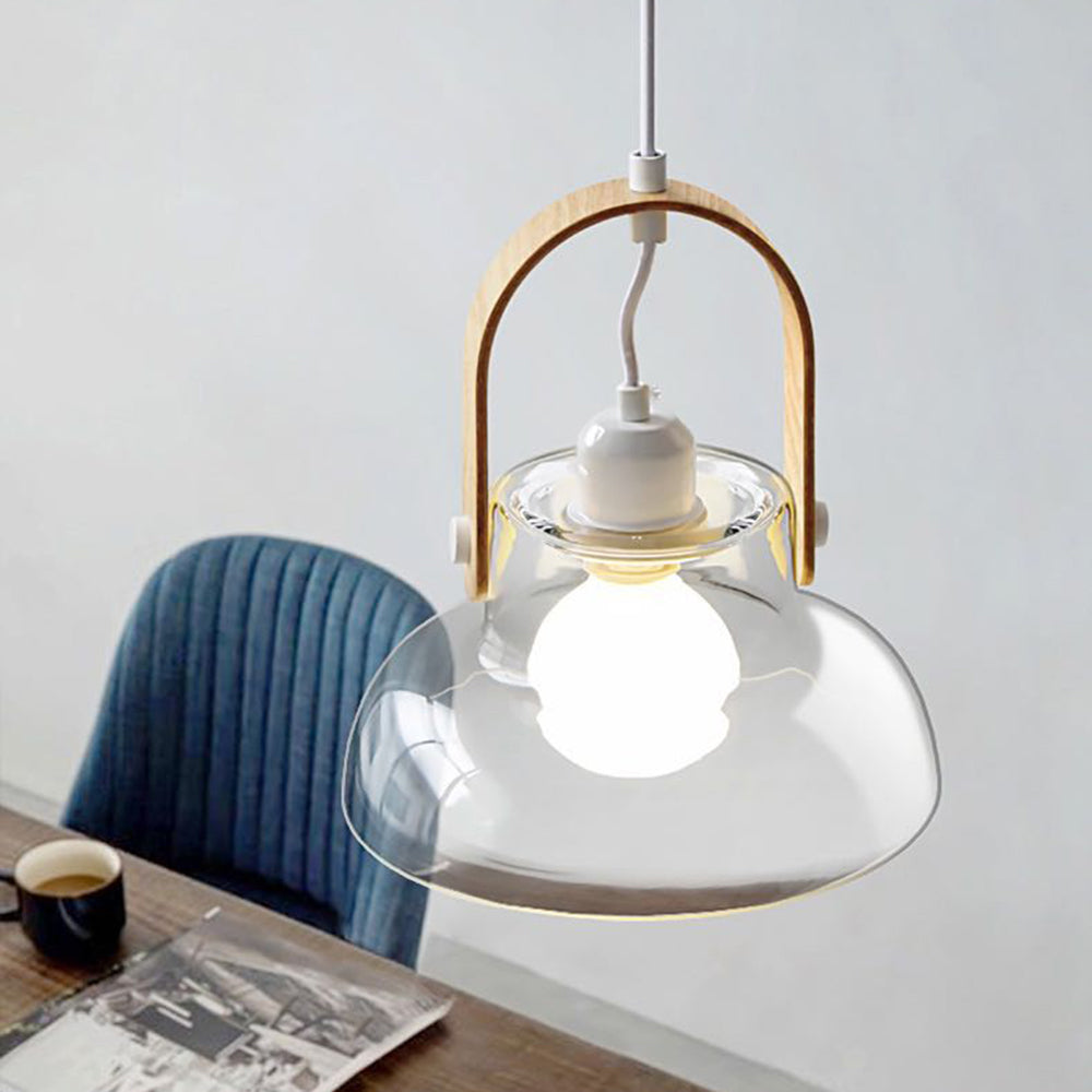 Valentina minimalistisk skålformad pendellampa i glas, klar