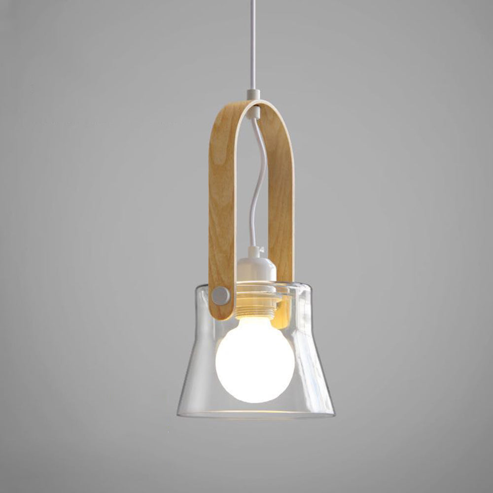 Valentina minimalistisk skålformad pendellampa i glas, klar