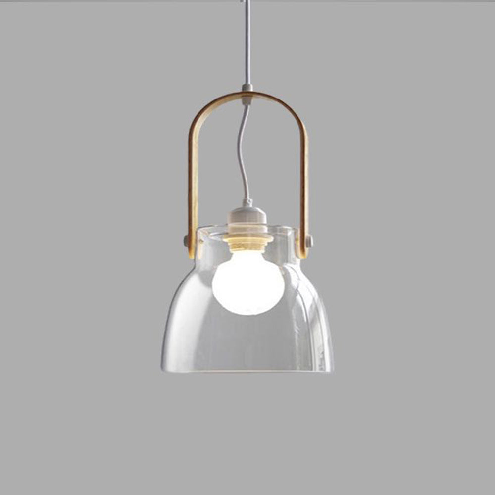 Valentina minimalistisk skålformad pendellampa i glas, klar