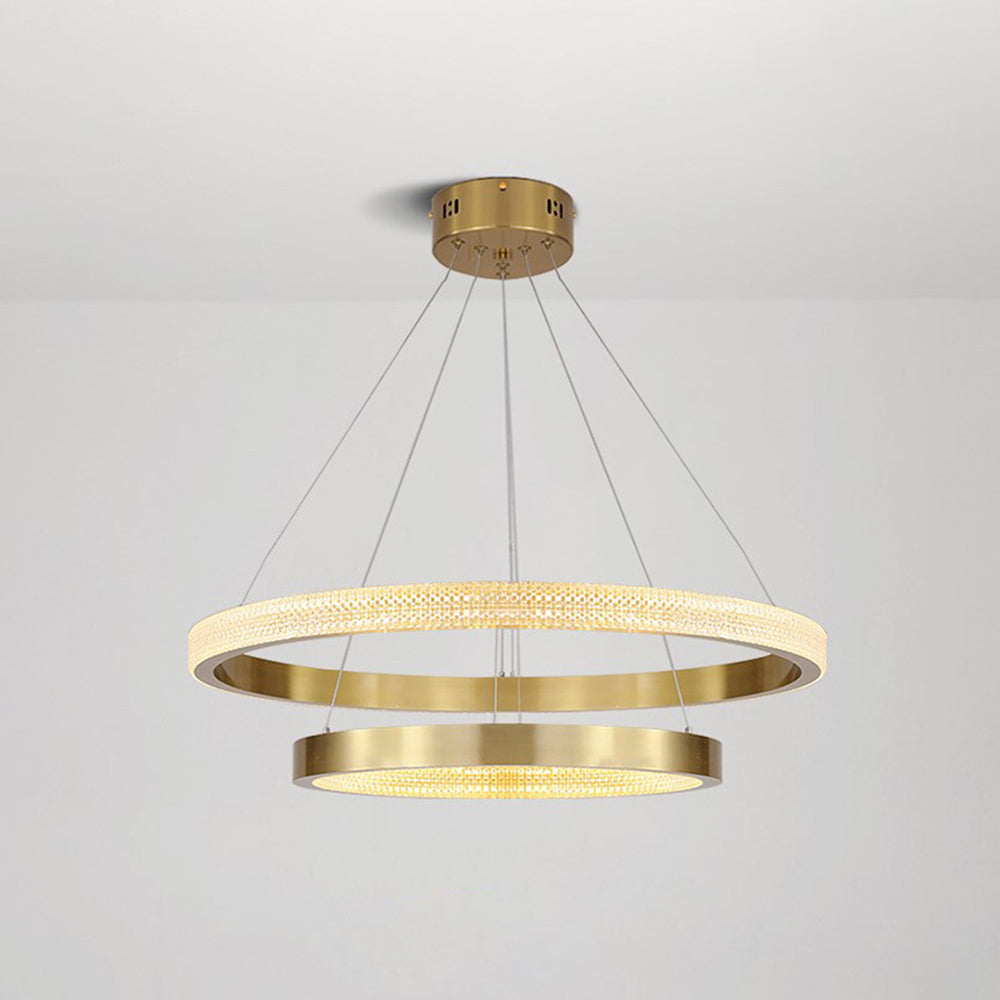 Kristy nútímalegt hringlaga LED-hengi úr málmi/akrýl, svart/gull
