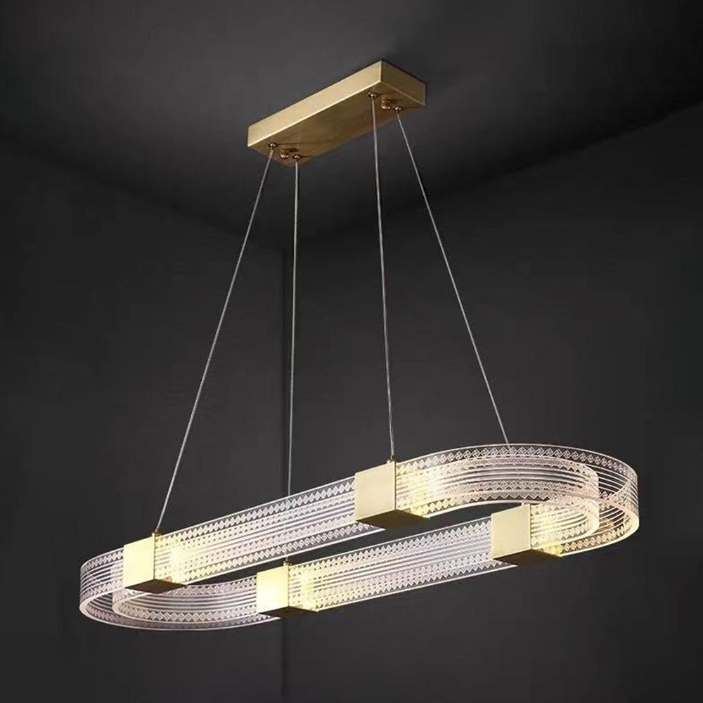 Arisha modern rund/oval pendellampa i metall, guld