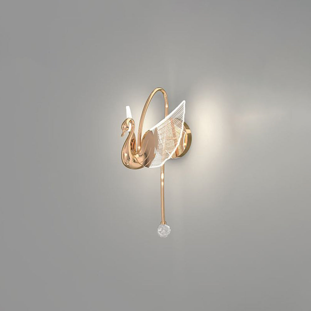 Arisha art déco-svanformad vägglampa i metall, guld/roséguld