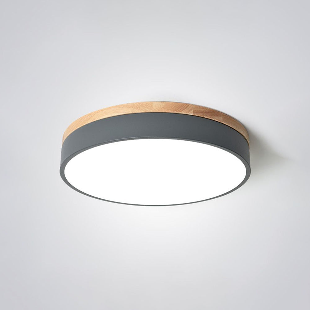Aria Nordic LED Round Flush Mount Ceiling Light Wood Color