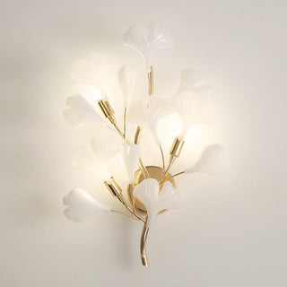 Olivia Modern LED Dekorativ Gingko Vägglampa Metall Keramik Vit/Guld Vardagsrum/Matsal/Sovrum