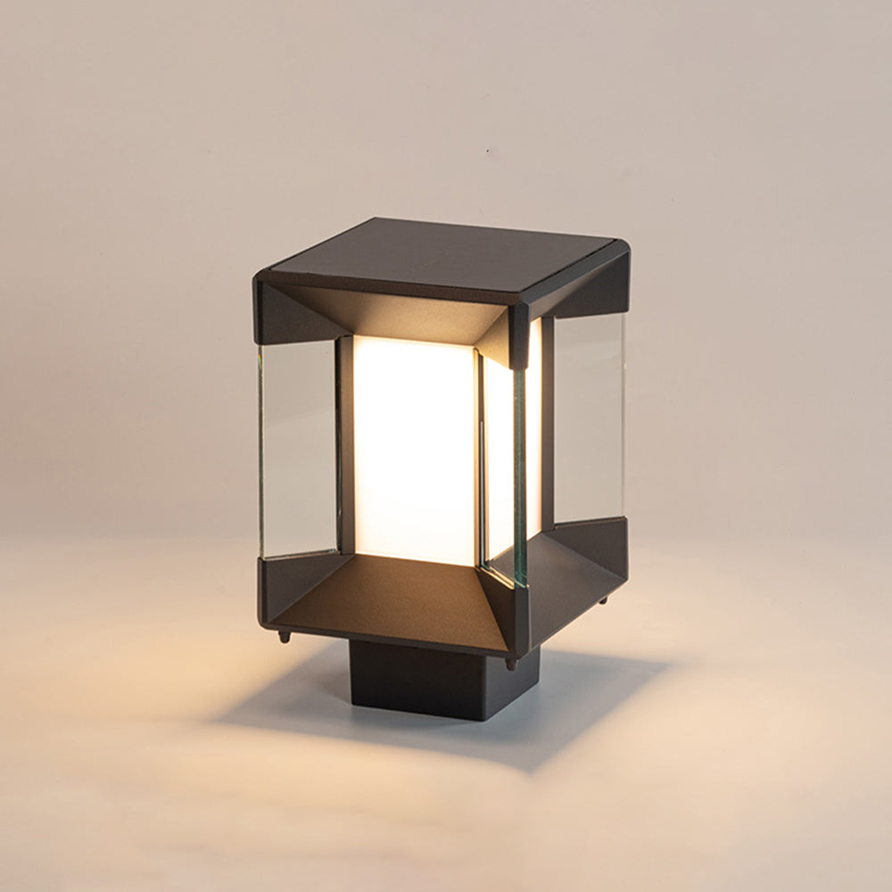 Ray moderne rektangulær udendørs lampe i metal og glas, sort/sort-guld