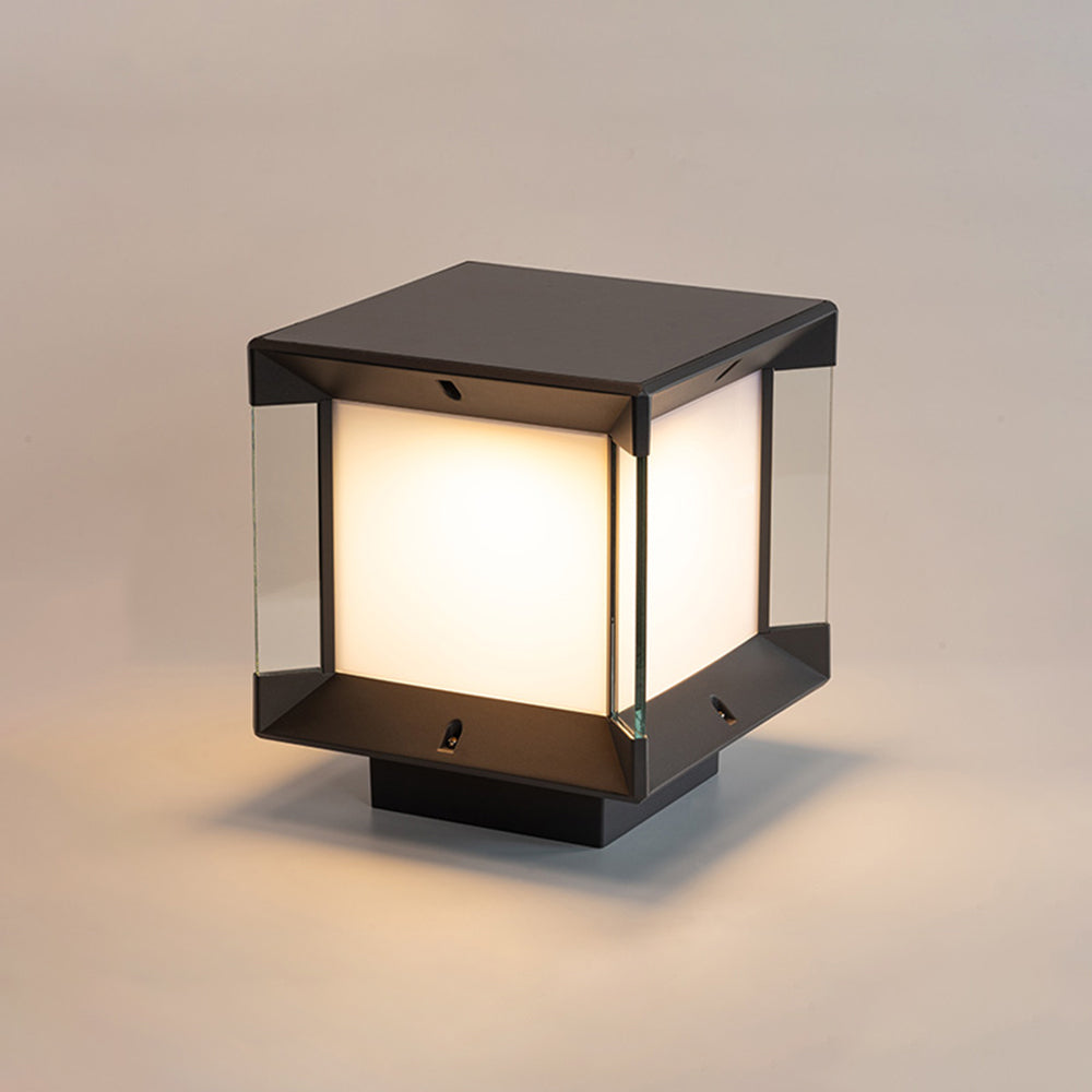 Ray moderne rektangulær udendørs lampe i metal og glas, sort/sort-guld