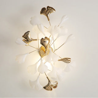 Olivia Modern LED Dekorativ Gingko Vägglampa Metall Keramik Vit/Guld Vardagsrum/Matsal/Sovrum