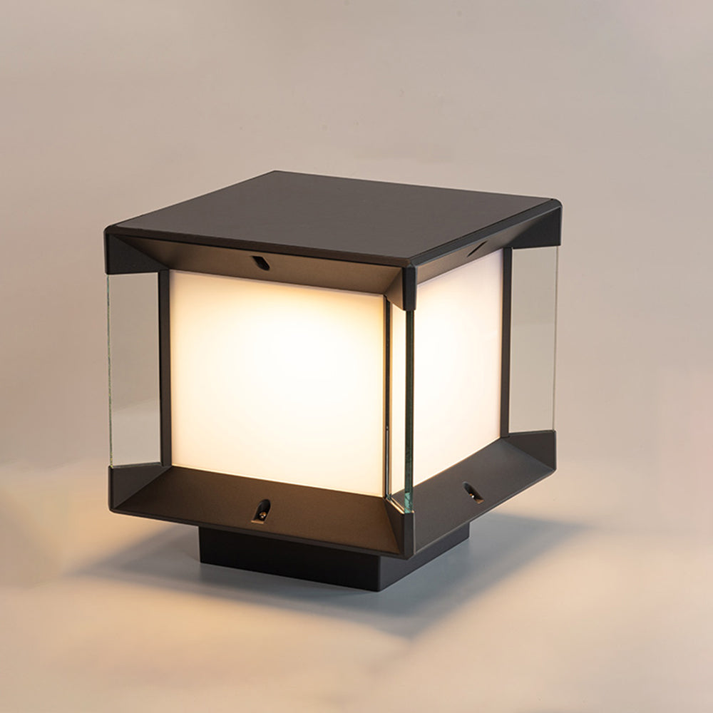 Ray moderne rektangulær udendørs lampe i metal og glas, sort/sort-guld
