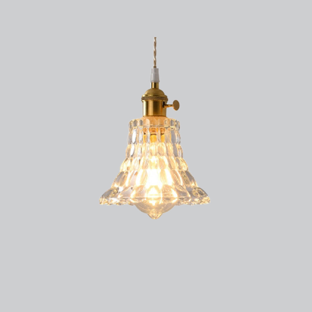 Valentina art deco -tyylinen puhallettu messinki- ja lasiriippuvalaisin, 7 tyyliä