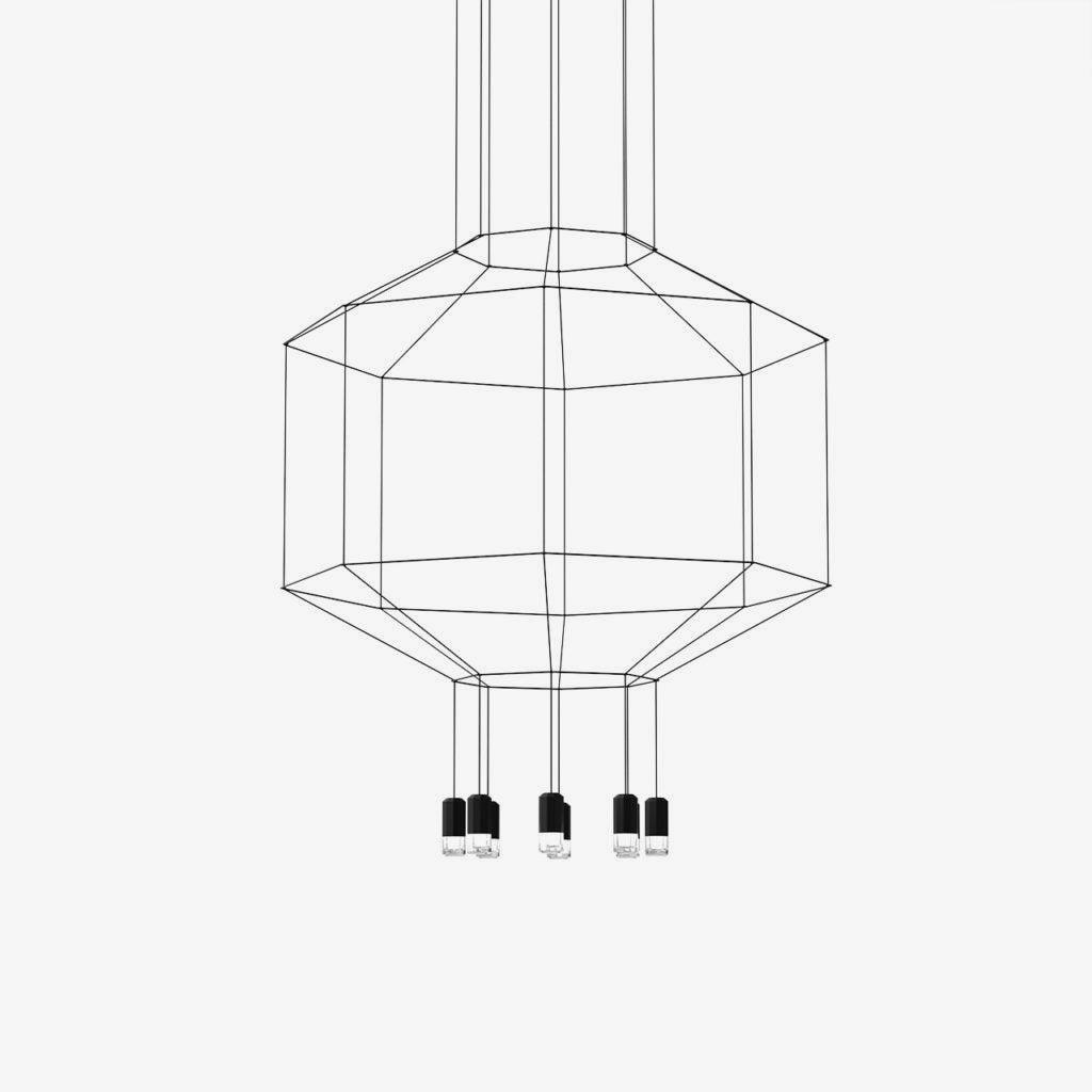 Elaalora geometrinen musta LED-riippuvalaisin metallilangasta